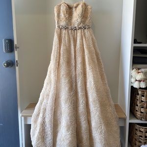 Strapless Adrianna Papell Prom Homecoming Formal Floor Length Dress Gown Rosette